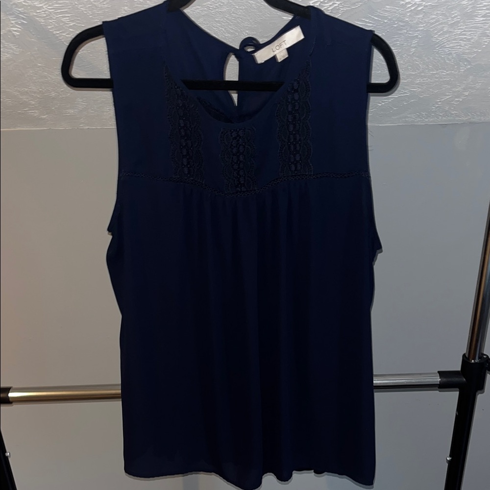 LOFT Navy Blue Sleeveless Blouse